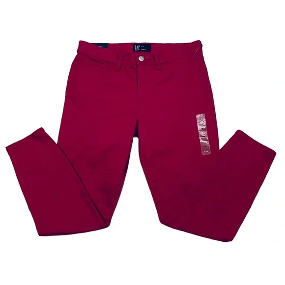 NWT GAP Midrise Super Skinny Denim Leggings in Cranberry Size 6/28 - Picture 1 of 11